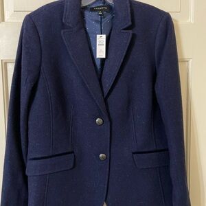 Talbots Blue Blazer with Notched Lapels and Tailored Fit